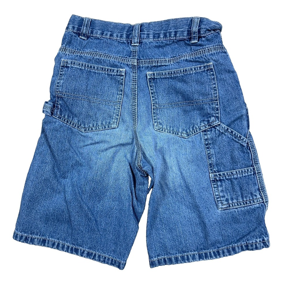 Vintage Y2K Faded Glory Carpenter Shorts Boys 10 Blue Denim Jorts Baggy Skate